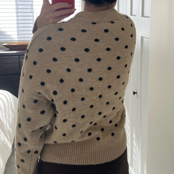 H&M Beige and Black Polka Dot Crewneck Sweater - Picture 3 of 5